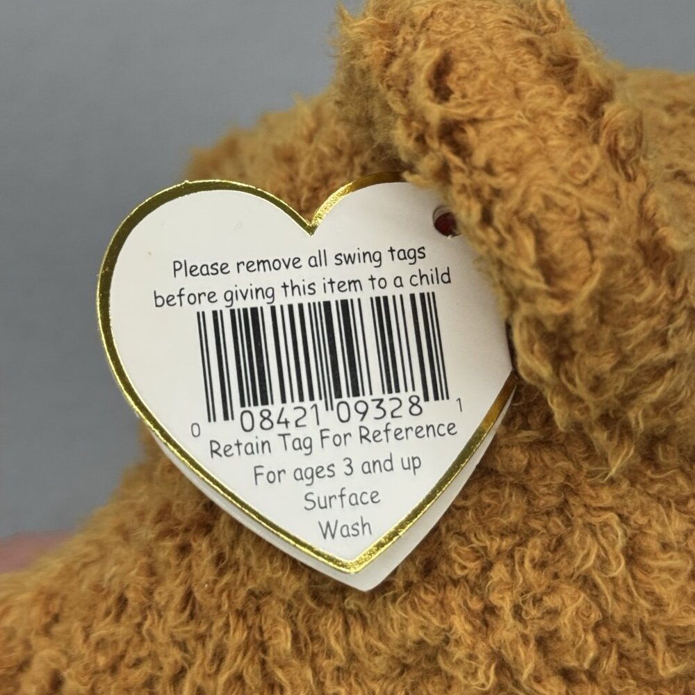 Teddy Bear Fuzz Brown Blue Bow Tie 1999 Plush Stuffed Toy 13" TY Beanie Buddies - Picture 10 of 13